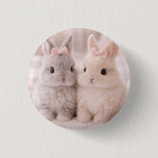 かわいい双子うさぎグラフィックボタン 缶バッジ