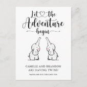 かわいい双子のゾウの妊娠発表 案内ポストカード (正面)