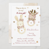 かわいい双子の女の子のベビーシャワー招待状 招待状 (正面/裏面)