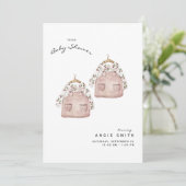 かわいい双子の女の子のベビーシャワー招待状 招待状 (スタンド正面)