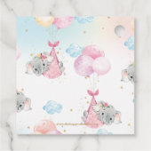 かわいい双子の女の子ゾウの赤ちゃんシャワーありがとう フェイバータグ (裏面)