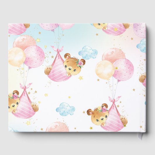 かわいい双子の女の子テディは双子の赤ちゃんシャワーをクマ ゲストブック (裏面)