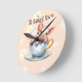 かわいい双子の子豚 ラウンド壁時計 (傾斜)