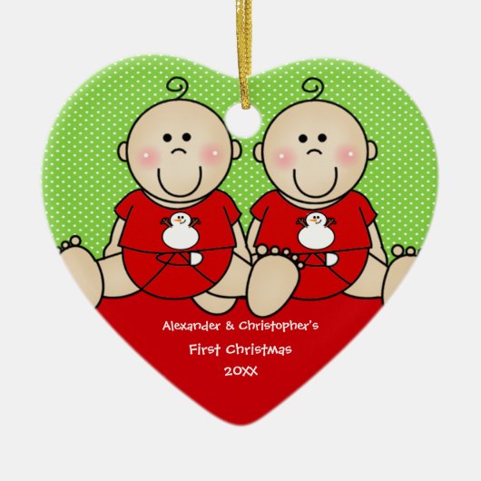 かわいい双子の最初のクリスマス オーナメント (正面)