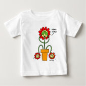 かわいい双子の漫画の花ママと双子のベビー ベビーTシャツ (正面)