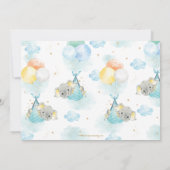 かわいい双子の男の子たちゾウの赤ちゃんシャワー散水 招待状 (裏面)