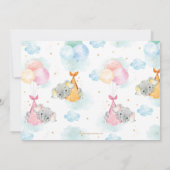 かわいい双子の男の子の女の子ゾウ赤ちゃんシャワー散水 招待状 (裏面)