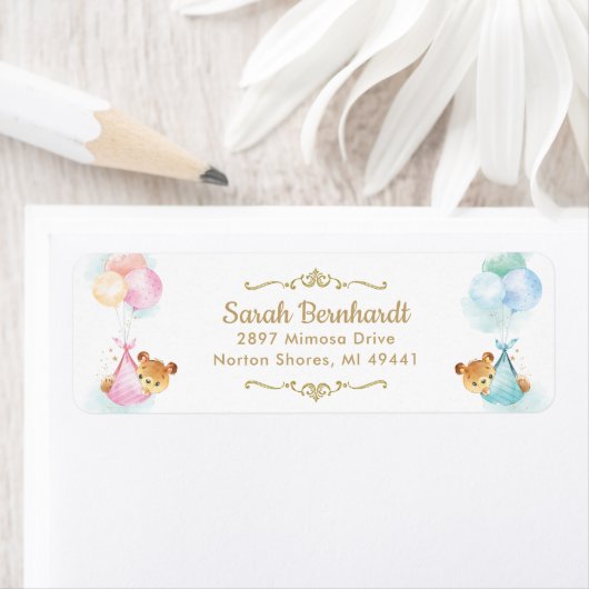 かわいい双子の男の子の子テディはベビーシャワー ラベル (インサイチュ)