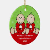 かわいい双子の男の子の最初のクリスマス オーナメント (右)