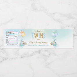 かわいい双子の男の子ゾウの赤ちゃんシャワーのお願い ペットボトルラベル