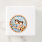 かわいい双子の男の子赤ちゃんシャワー水の色テディベア フェイバータグ (インサイチュ)