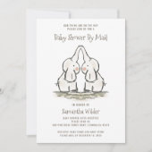 かわいい双子の象の赤ちゃんシャワー（郵便） 招待状 (正面)