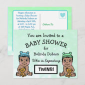 かわいい双子の赤ちゃんのシャワー招待状（民族衣装） ポストカード (正面/裏面)