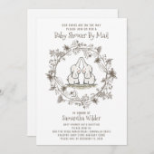 かわいい双子の赤ちゃんシャワーメール エレファント 招待状 (正面/裏面)