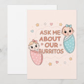 かわいい双子の赤ちゃんブリトー発表イラスト シーズンカード (正面/裏面)