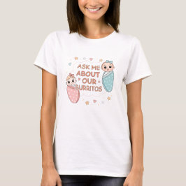 かわいい双子の赤ちゃんブリトー発表イラスト Tシャツ