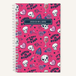 かわいい反バレンタインデーのティーン落書きパターン ピンク ノートブック