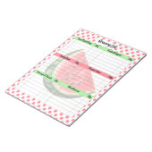 かわいい口の水やりのスイカの食料品一覧 ノートパッド (アングル)