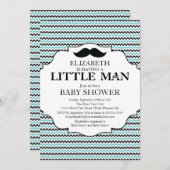 かわいい口ひげバッシュボーイズ赤ちゃんシャワー 招待状 (正面/裏面)