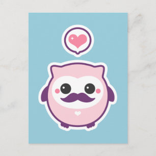 かわいい口ひげフクロウ ポストカード