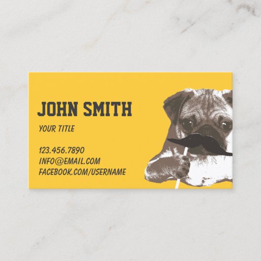 かわいい口ひげプグプレーン金ゴールド 名刺 (正面)