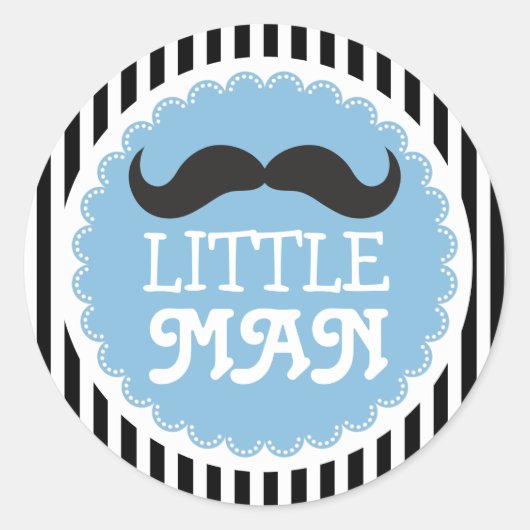 かわいい口ひげ小さな男の赤ちゃんシャワー黒ストライプ色 ラウンドシール (正面)
