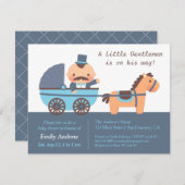 かわいい口ひげ紳士男の赤ちゃんシャワー 招待状 (正面/裏面)