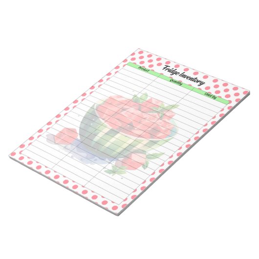 かわいい口散水スイカ冷蔵庫在庫李 ノートパッド (アングル)