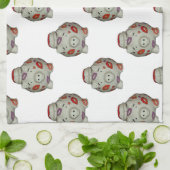 かわいい口紅の豚 キッチンタオル (折り畳み)