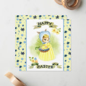 かわいい古いファッションド復活祭バニーカード ノートカード (正面/裏面インサイチュ)