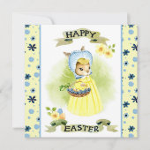 かわいい古いファッションド復活祭バニーカード ノートカード (正面)