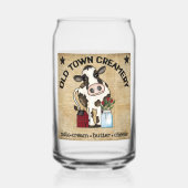 かわいい古い町のクリーミーな牛の農家 ガラス缶 (裏面)