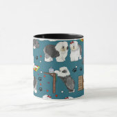 かわいい古い英語シェプドッグパターン、犬の恋人のギフト マグカップ (中央)