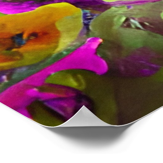 かわいい古いCombiファンブルー花ヒッピー時間 ポスター (角)