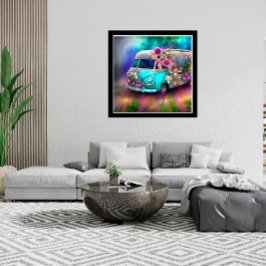 かわいい古さびたCombiファン花の湖1970sヒッピー ポスター