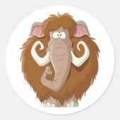 かわいい古代動物マンモス ラウンドシール (正面)