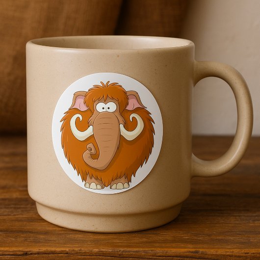 かわいい古代動物マンモス ラウンドシール