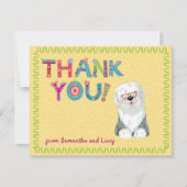 かわいい古英語Sheepdogおもしろいフローラ    サンキューカード (正面)