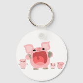 かわいい叫び声を上げる漫画の豚キーチェーン キーホルダー (正面)