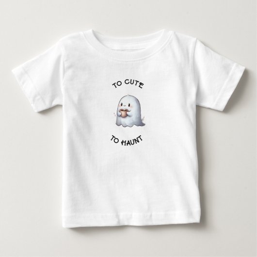 かわいい可愛いお化けのコーヒー水彩絵 ベビーTシャツ (正面)