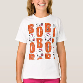 かわいい可愛いお化けの「ブー」ハロウィンデザイン Tシャツ