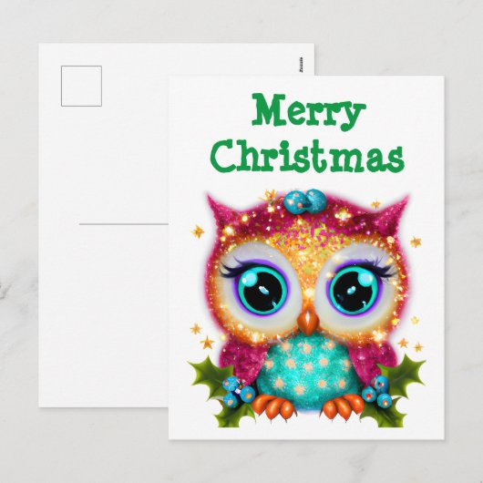 かわいい可愛いかわいいベビーフクロウ シーズンポストカード (正面/裏面)