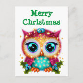 かわいい可愛いかわいいベビーフクロウ シーズンポストカード (正面)