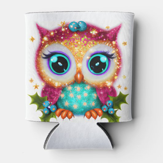 かわいい可愛いかわいいベビーフクロウ 缶クーラー (正面)