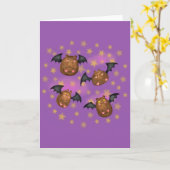 かわいい可愛いこうもり空白のカード カード (黄色い花)