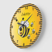 かわいい可愛い🐝でこぼこミツバチと金色に ラージ壁時計 (傾斜)