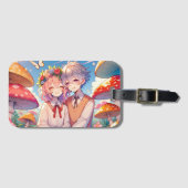 かわいい可愛いアニメお洒落カップル ラゲッジタグ (正面横)