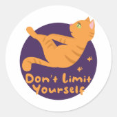 かわいい可愛いオレンジキャットのヨガポーズ ラウンドシール (正面)