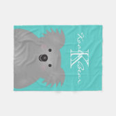 かわいい可愛いオーストラリアベビーコアラベームモノグラム フリースブランケット (正面(横))