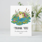 かわいい可愛いカエルの赤ちゃんシャワー サンキューカード (スタンド正面)